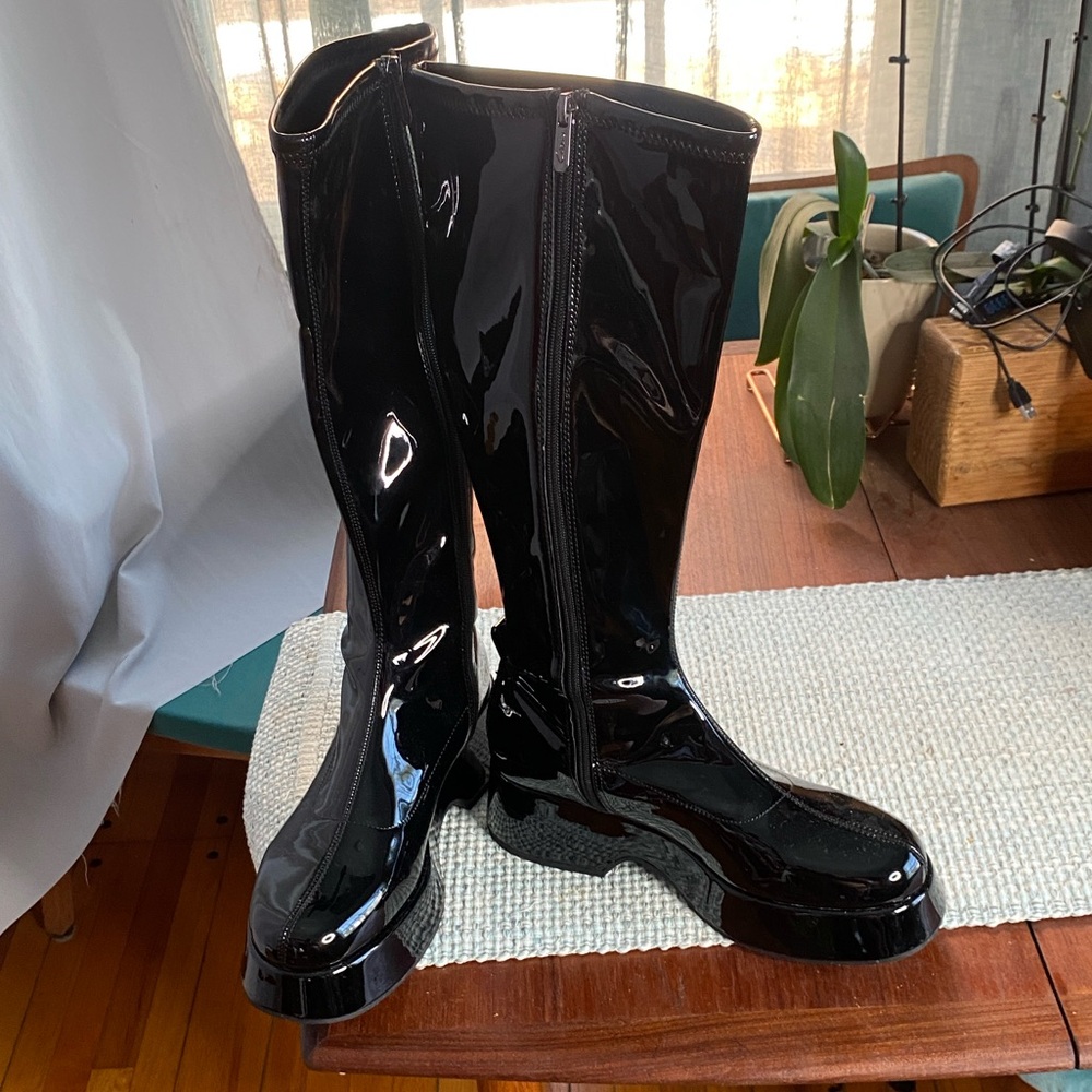 Sam Edelman Black Patent Knee-High Platform Moto Boot